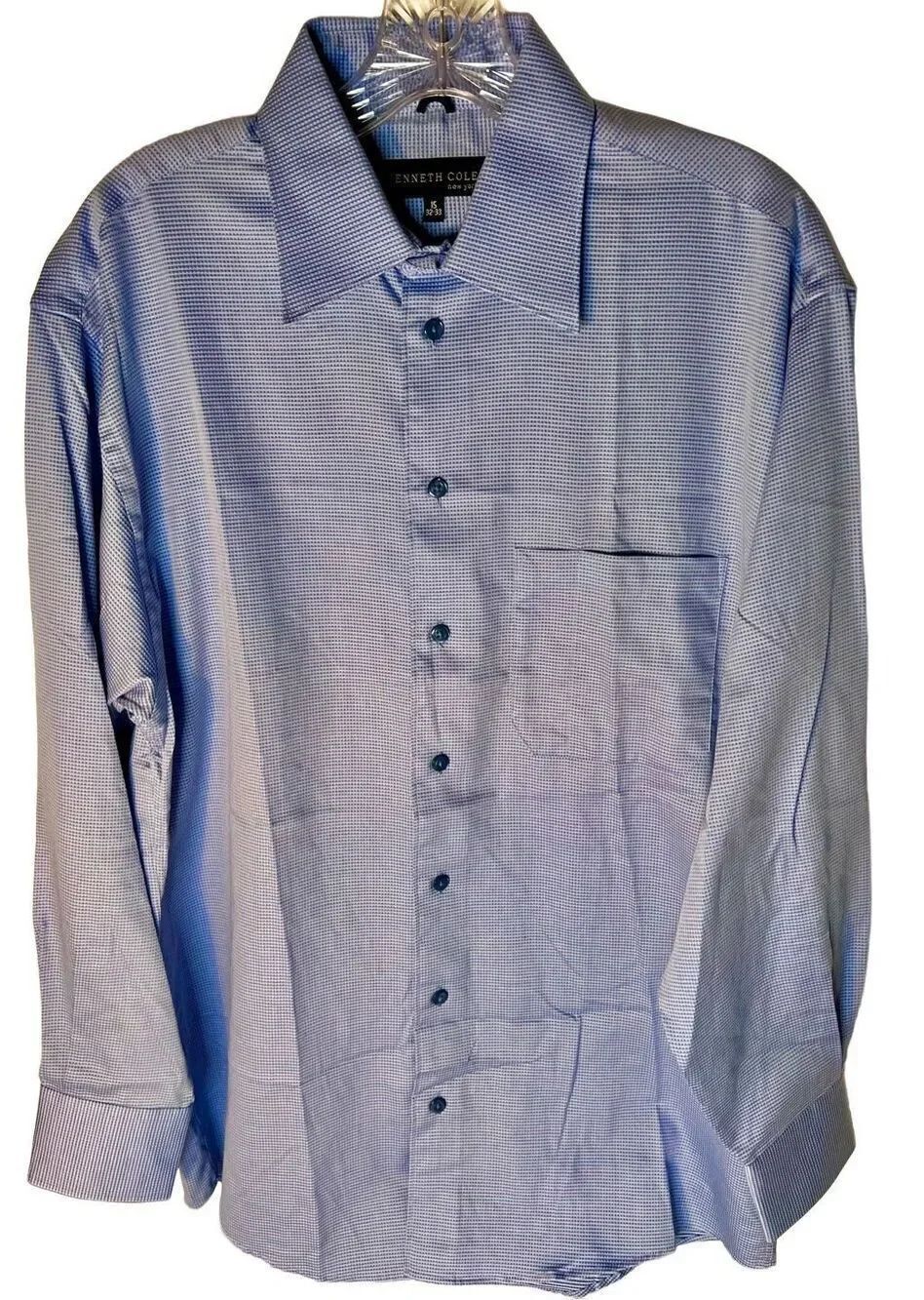 Kenneth Cole Blue Mens Button Up LS Shirt Size 15 32/33